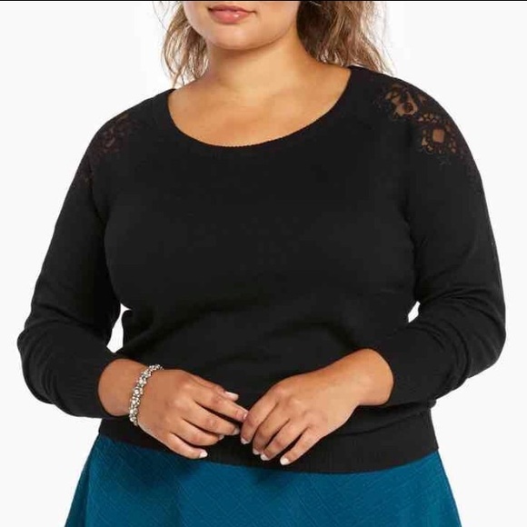 COPY - Black Torrid Lace Inset Sweater NWT - Picture 1 of 4